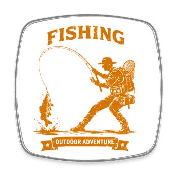 Fishing Outdoor Adventure - Angler Vintage - Viereckiger Kühlschrankmagnet - Weiß - Vorne