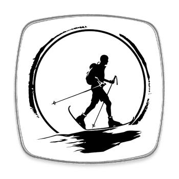 Nordic Walking Mann Silhouette - Viereckiger Kühlschrankmagnet - Weiß - Vorne