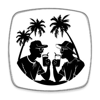 Palmen Party Urlaub Silhouette - Viereckiger Kühlschrankmagnet - Weiß - Vorne