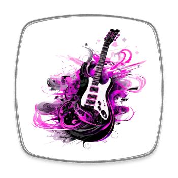 E-Gitarre Gitarre Gitarrist Musik Instrument Rock - Viereckiger Kühlschrankmagnet - Weiß - Vorne