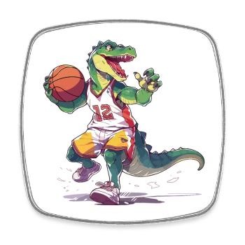 Joueur de basket-ball Dinosaur T-Rex - Magnet carré - blanc - Devant