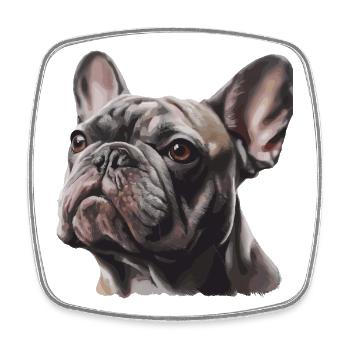 Portrait réaliste du bouledogue français - Magnet carré - blanc - Devant