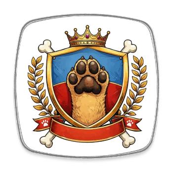 Royal Paw Print Coat of Arms - Square fridge magnet - white - Front
