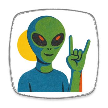Neon Alien Rock Sign - Square fridge magnet - white - Front