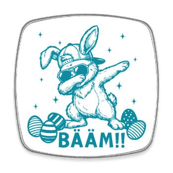 Funny Easter Dabbing Easter Bunny Bääm - Square fridge magnet - white - Front