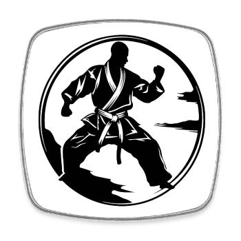 Karate Mann Silhouette - Viereckiger Kühlschrankmagnet - Weiß - Vorne
