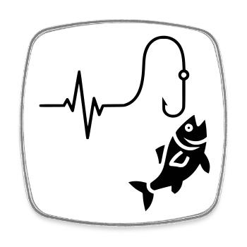 EKG Puls Fisch Silhouette - Viereckiger Kühlschrankmagnet - Weiß - Vorne