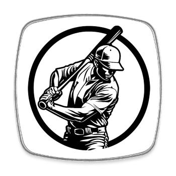 Silhouette de l’homme de baseball - Magnet carré - blanc - Devant