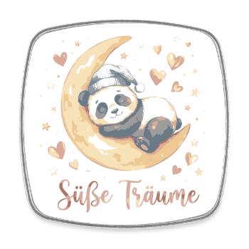Süße Träume Panda Mond - Viereckiger Kühlschrankmagnet - Weiß - Vorne