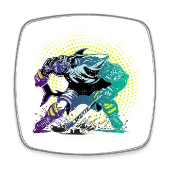 hai eishockey puck tor hockey team eisbären köln - Square fridge magnet - white - Front
