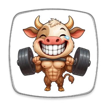 Muskulöse Kuh Stier Kraft Bodybuilding Hantel - Viereckiger Kühlschrankmagnet - Weiß - Vorne