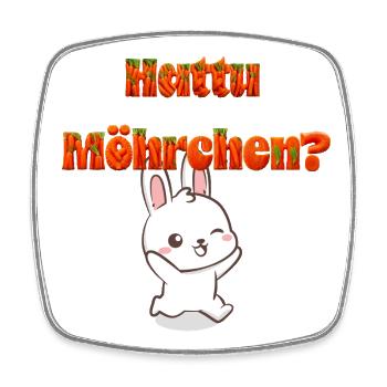 Hattu carrots? Running Retro Bunny - Square fridge magnet - white - Front