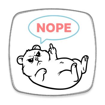 Bulle de dialogue de bande dessinée Hamster Nope - Magnet carré - blanc - Devant
