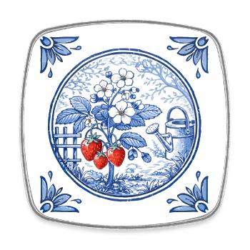 Motif de jardin à fraises dans le style carrelage - Magnet carré - blanc - Devant