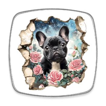 French Bulldog - Square fridge magnet - white - Front