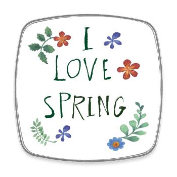 I Love Spring  - Viereckiger Kühlschrankmagnet - Weiß - Vorne