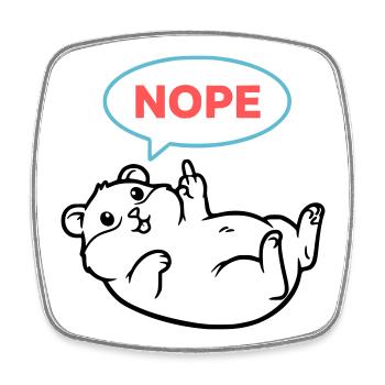 Hamster Nope Comic Farbig - Viereckiger Kühlschrankmagnet - Weiß - Vorne