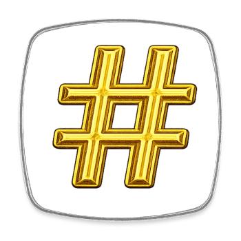 Emblème du hashtag doré - Magnet carré - blanc - Devant