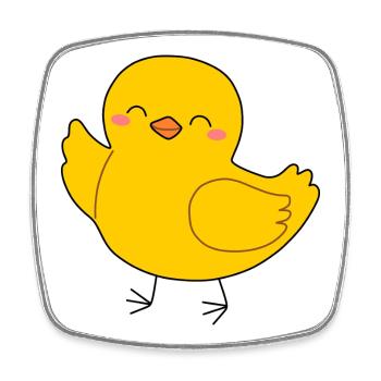 Cheerful Yellow Chick Cartoon - Square fridge magnet - white - Front