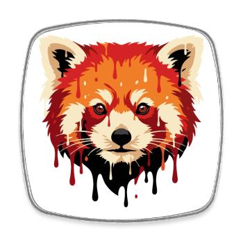 Roter Pander Kopf Art Portrait - Viereckiger Kühlschrankmagnet - Weiß - Vorne