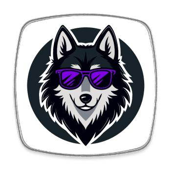 Husky glam purple glasses - Square fridge magnet - white - Front