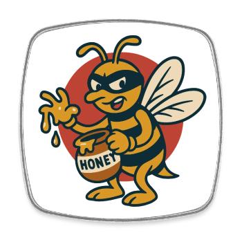 Beekeeper Bandit Honey Heist - Square fridge magnet - white - Front