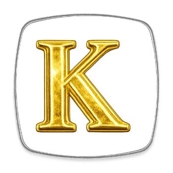 K Golden Monogram - Square fridge magnet - white - Front