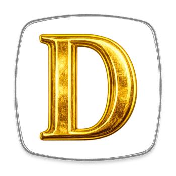 Monogramme en D Or - Magnet carré - blanc - Devant