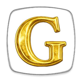 Goldenes G Motiv – Metallic Letter - Viereckiger Kühlschrankmagnet - Weiß - Vorne