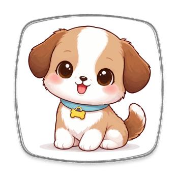 Dog Cute Comic - Square fridge magnet - white - Front
