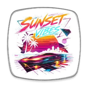 Sunset Vibes 80s Neon Design - Square fridge magnet - white - Front