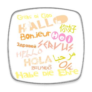 Hello International - Viereckiger Kühlschrankmagnet - Weiß - Vorne