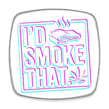 Glitch BBQ SMOKE, funny BBQ Shirt Hoodie, Tasse - Viereckiger Kühlschrankmagnet - Weiß - Vorne
