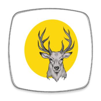 Tête de cerf dans le cercle jaune - Magnet carré - blanc - Devant