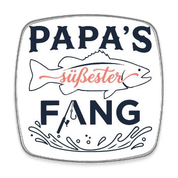 Papas süßester Fang - Angler Baby & Kind Design - Viereckiger Kühlschrankmagnet - Weiß - Vorne