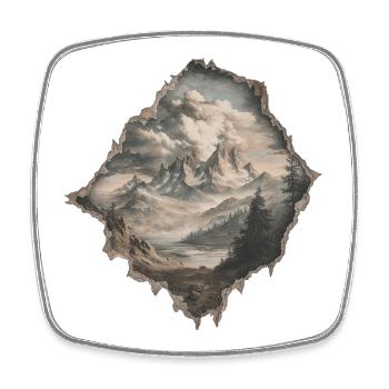 Hiking in the mountains - Square fridge magnet - white - Front