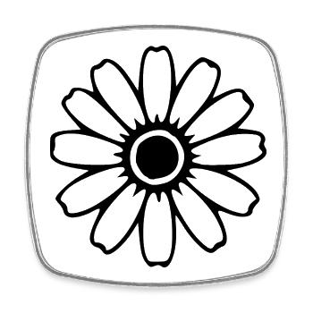 Black Flower Flowers Blossom Wildflowers Herbs - Square fridge magnet - white - Front