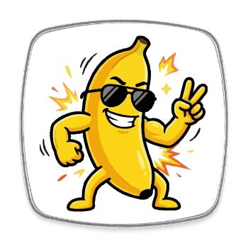 Banane avec lunettes de soleil - Magnet carré - blanc - Devant