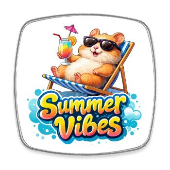 Hamster Summer Vibes - Viereckiger Kühlschrankmagnet - Weiß - Vorne
