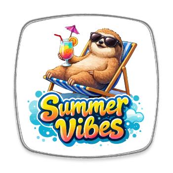 Summer Vibes: Chill Sloth - Square fridge magnet - white - Front