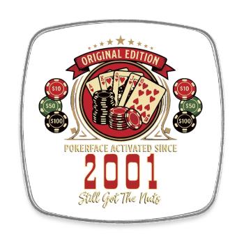 T-shirt Poker anniversaire 2001, T-shirt Poker Legend - Magnet carré - blanc - Devant