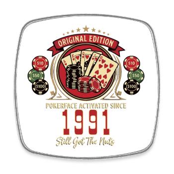T-shirt de poker anniversaire 1991, t-shirt Poker Legend - Magnet carré - blanc - Devant