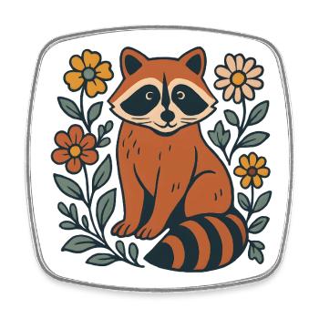 Roter Panda im Blumenkreis - Viereckiger Kühlschrankmagnet - Weiß - Vorne
