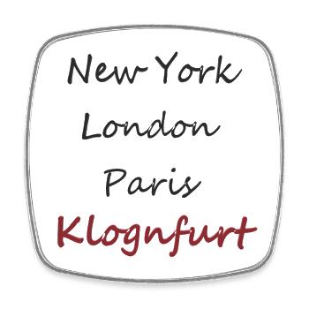 Villes écrites de la main : de New York à Klagenfurt - Magnet carré - blanc - Devant