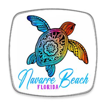 Vacances de la tortue marine à la plage de Navarre Beach Tie Dye, Floride - Magnet carré - blanc - Devant