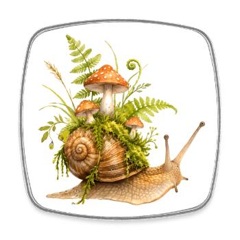 Schnecke mit Pilzen Wald Illustration   - Viereckiger Kühlschrankmagnet - Weiß - Vorne