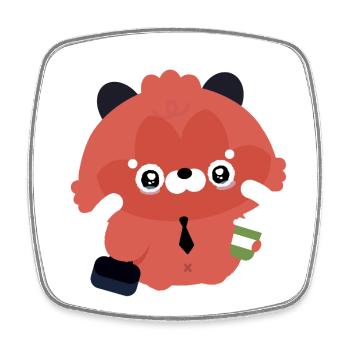 Kawaii Red Panda Office Coffee - Square fridge magnet - white - Front