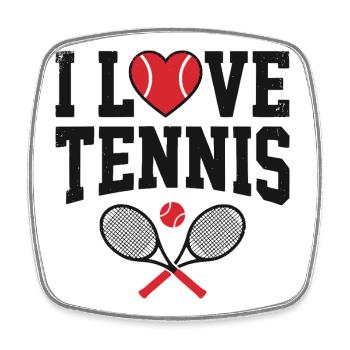 Tennis T-shirt, I Love Tennis Shirt, Hoodie, Mug - Square fridge magnet - white - Front