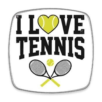 Tennis T-shirt, I Love Tennis Shirt, Hoodie, Mug - Square fridge magnet - white - Front