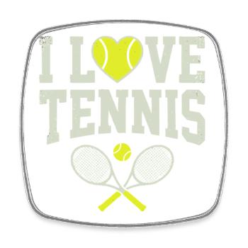 T-shirt de tennis, t-shirt I Love Tennis, sweat à capuche, bonnet - Magnet carré - blanc - Devant
